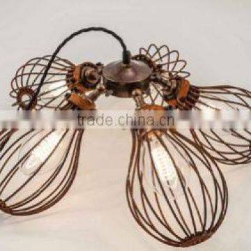 Steampunk | Rusted Pendant | Five Cage Lights | Industrial Style Chandelier Lighting