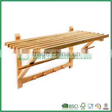 Wall Coat Towel Rack With 4 Hooks Bamboo 40 X 60 X 35 Cm