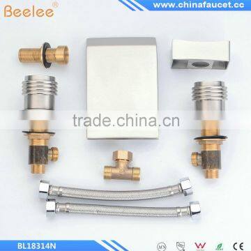 Contemporary Waterfall Stainless Steel Two Handles Three Holes Bathroom Waterfall Basin Mixer Vessel Faucet Taps Bathtub Faucet photo-6