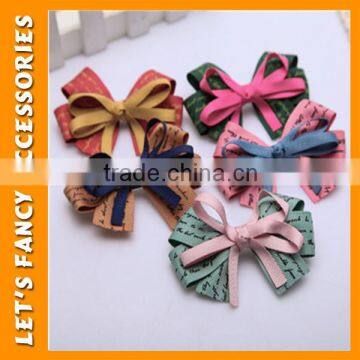 PGHD0316 2016 fashion hot selling multicolor flower ribbon bow hair clip for girls