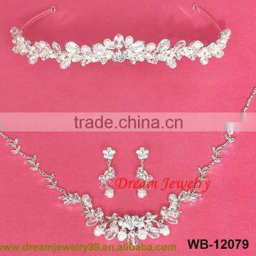 hot sale coral fashion jewelry sets crystal pearl tiaras necklaces earrings new wedding jewellery