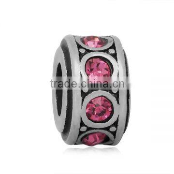 Wholesale 5 Colors 316 Stainless Steel Birthstone Rhinestone Pave Wheel European Charm Spacer Beads SEB-LG435