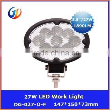 12v 24v led work light 27w Oval off road Light/ driving light for excavator forklift