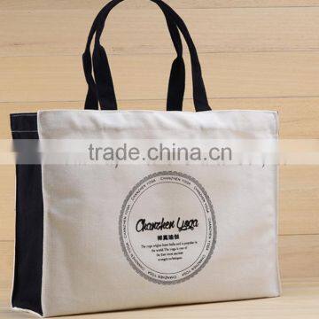 Top quality waxed canvas shoulder tote bag leather handle