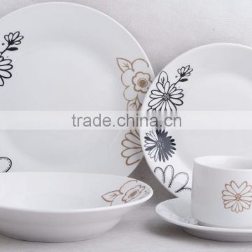 PORCELAIN dinner set exported to IRAN with black color flower