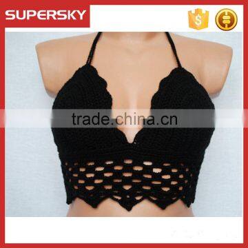 K-69 handwork crochet top ladies V-neck crochet knit sexy swimwear essential bralette bikini top sea