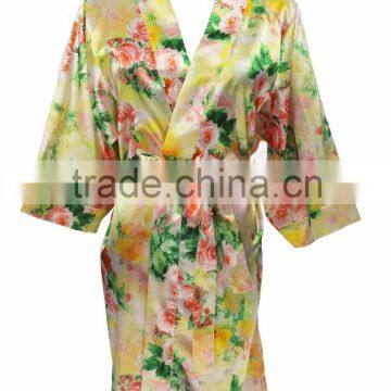 New Women Floral Satin Kimono Long Bath Bridesmaid Robes