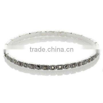 Marcasite Stainless Steel Round and Square-Cut 7-1/2" Bangle Bracelet Manufacturer & Factory & Supplier