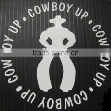 Cowboy Up Circular White 4" x 4" Decal