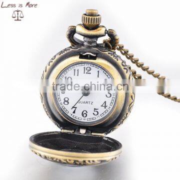 Newest Fashion Accessory Jewelry Alloy Quartz Movement Antique Brown Glass Covered Pocket Watch photo-2