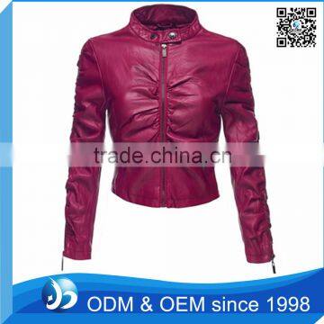 Custom Long Sleeve Girls Leather Jacket, Short Style Leather Jacket