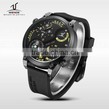 WEIDE 2016 Stainless Steel Back Water Resistant Watches Best Seller Model With Compass Soft Silicone Strap Express Watch