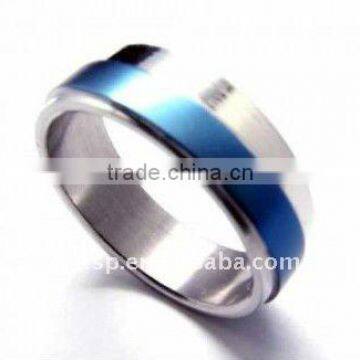 TR10 Fashion Stainless Steel Ring with Blue Belt