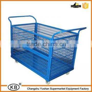 Warehouse hand trolley metal wire cages with wheels