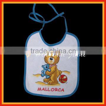 high quality printing cotton terry baby bib plastic back