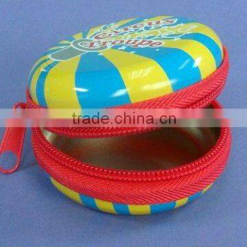 Cute round zipper packing tin box/Gifts box