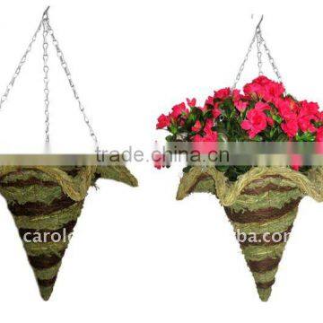 Green Moss and Brushwood Star Cone hanging planter -Moss Cone hanging basket - Moss cone flower pot