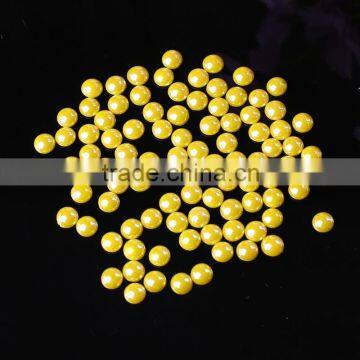 6mm lemon color round oil painting ceramic pearl like iron on beads with glue