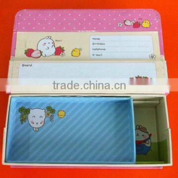 top sale cute two separete paper pencil case