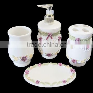 elegant flower shower bahroom set 4pcs