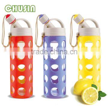 High-grade Borosilicate Glass Water Bottle With BPA Free Silicone Sleeve and PP Handle photo-4