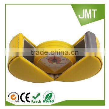 Round plastic clock yellow color alarm clock