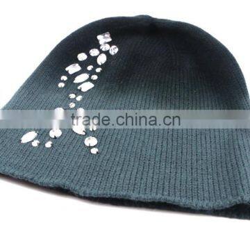 New Men Winter Baggy Beanie Cuff Stocking Cap Black Knit Printing Skull Ski Hat