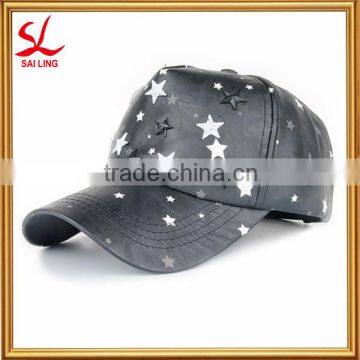 Custom Design Faux Leather Snapback Cap Printing Black PU Leather Snapback Baseball Cap