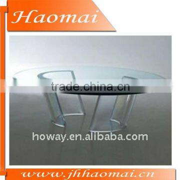 Two moon-type feet acrylic coffee table,lucite coffee table,rattan round end table,glass tea table