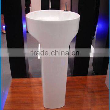 SGS Acrylic Solid Surface Cabinet Bathroom Pedestal Wash Basins,,Artificial Stone Freestanding Washing Basin photo-3