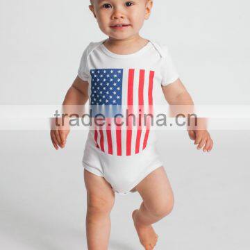 Wholesale American flag organic cotton baby rompers clothing