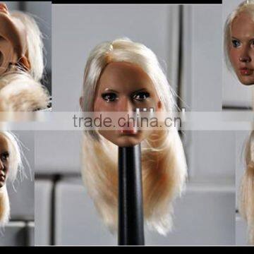 Plastic action figure head, OEM figure head with hair