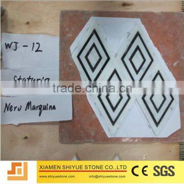 Black and white marble mosaic floor tile