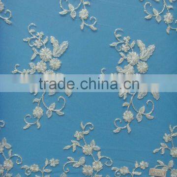 new 2016 embroidered silver cord lace fabric for wedding