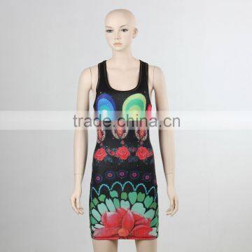 F5S15040 Printed Ladies Long Tank Top