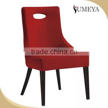 Wholesale luxury wood look legs dining chair modern with red fabric