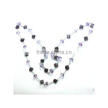 Natural Amethyst Smoky 32 Sterling Silver Necklace