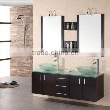 61 inch Modern Double Sink Bathroom Vanity Set in Espresso Finish LN-S5525