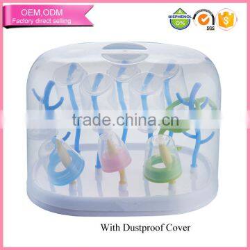 Plastic Space Saving Baby Bottle Drying Rack with Dustproof Cover