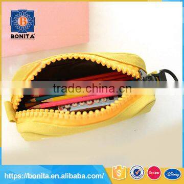 Concise Design Yellow With Big Zipper Student High Quality Kid's Pencil Bag