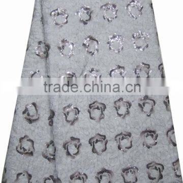 African organza lace with sequins embroidery CL8115-2silver