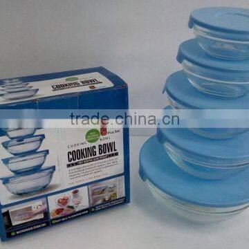 5 Pieces Colorful Microwave Glass Bowl Set With Cover Lid photo-2