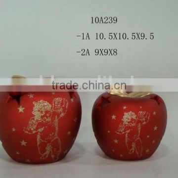 christmas ceramic apple candle holder