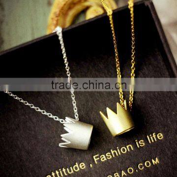 High quality silver and gold plated princess crown pendant necklace for gril