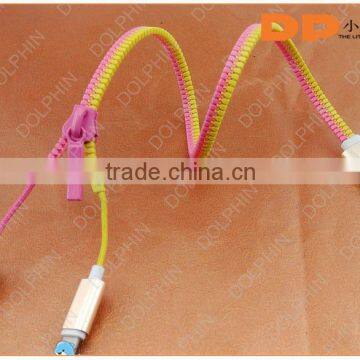 3.5mm audio jack zip earphone super bass earbuds zipper eaphone for apple mobile phone