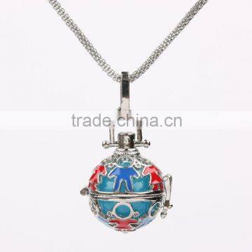 Ball Shape Couple Pattern Aromatherapy Pendant Locket Essential Oil Diffuser Necklace