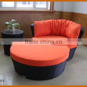 Round Sectional Daybed Sofa Set Poly Rattan