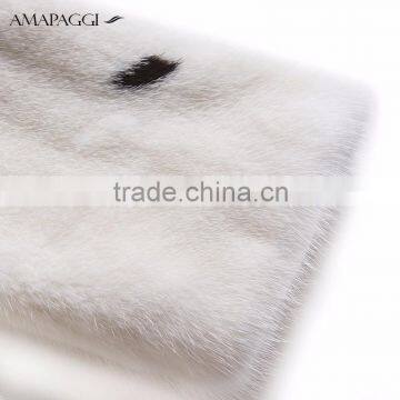 2015 New Design Custom Black Mink Fur Coat With White Spot Coat photo-5