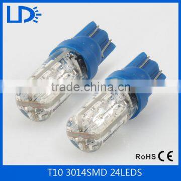 Blue High Power T10 3014 24SMD LED Bulbs For auto Decoration Light