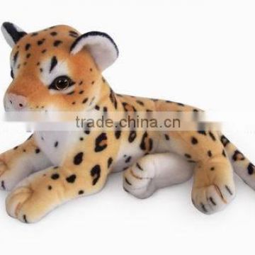 factory wholesale realistic side-lying brown leopard plush toys stuffed plush jungle animal toy super soft plush brown leopard